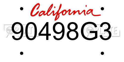90498G3 California License Plate