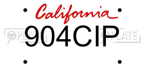 904CIP California License Plate