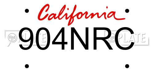 904NRC California License Plate