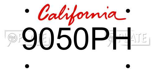 9050PH California License Plate