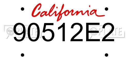90512E2 California License Plate