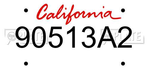 90513A2 California License Plate