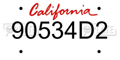 90534D2 California License Plate