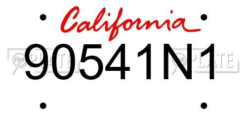 90541N1 California License Plate