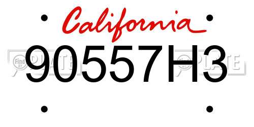 90557H3 California License Plate