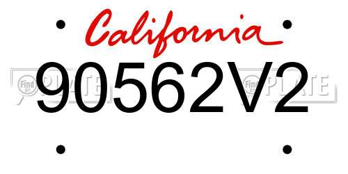 90562V2 California License Plate