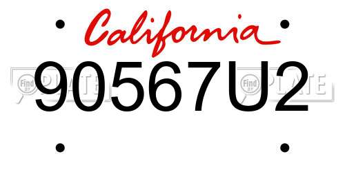 90567U2 California License Plate