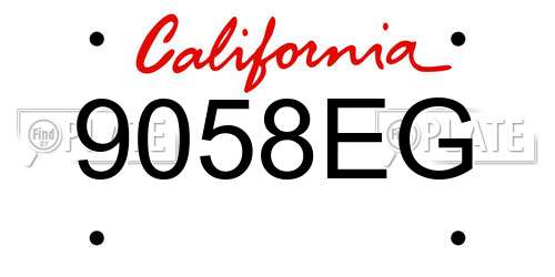 9058EG California License Plate