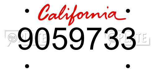 9059733 California License Plate