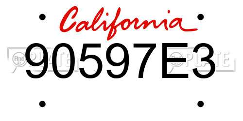 90597E3 California License Plate