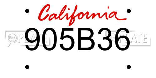 905B36 California License Plate