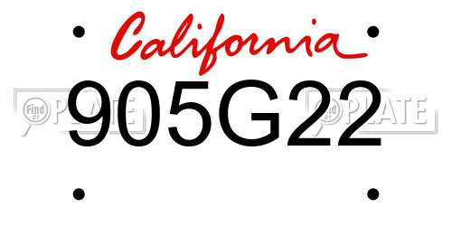 905G22 California License Plate