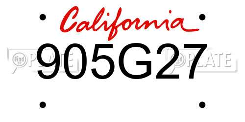 905G27 California License Plate
