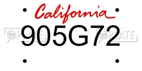 905G72 California License Plate