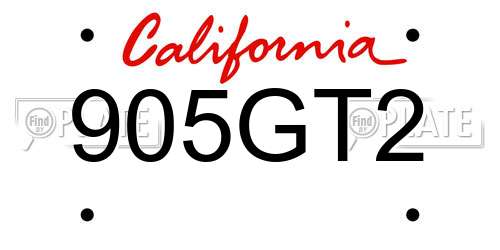 905GT2 California License Plate