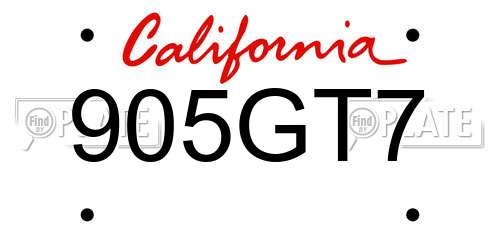 905GT7 California License Plate