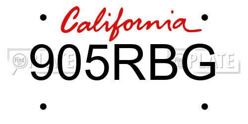 905RBG California License Plate
