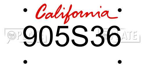 905S36 California License Plate