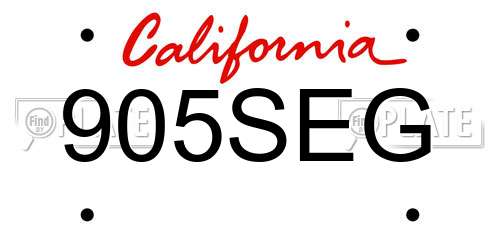 905SEG California License Plate