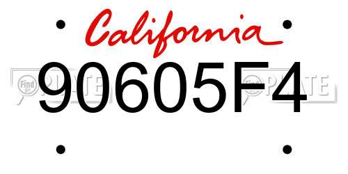 90605F4 California License Plate