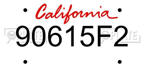 90615F2 California License Plate