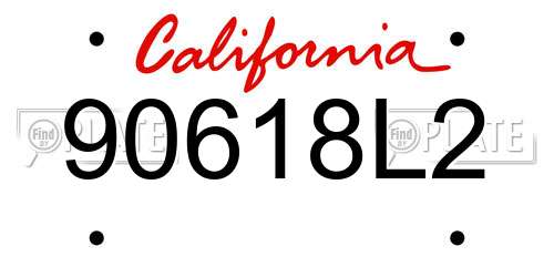 90618L2 California License Plate