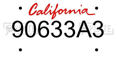 90633A3 California License Plate