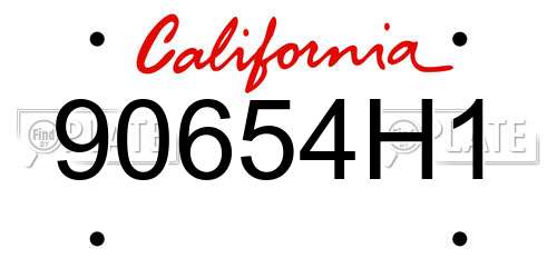 90654H1 California License Plate