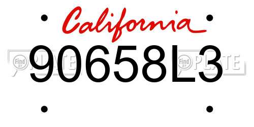 90658L3 California License Plate
