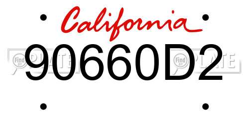 90660D2 California License Plate
