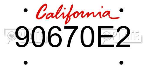 90670E2 California License Plate