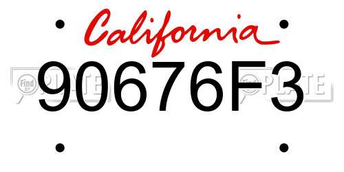 90676F3 California License Plate