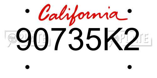 90735K2 California License Plate