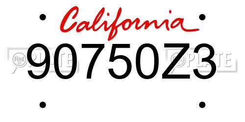 90750Z3 California License Plate