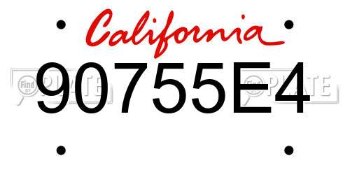 90755E4 California License Plate
