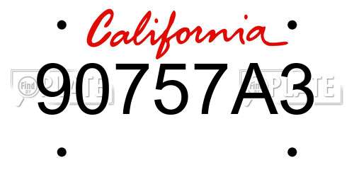 90757A3 California License Plate