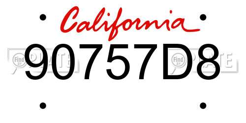 90757D8 California License Plate