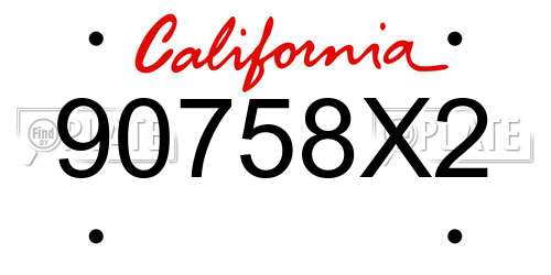 90758X2 California License Plate