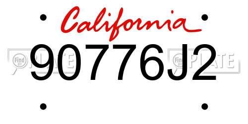 90776J2 California License Plate