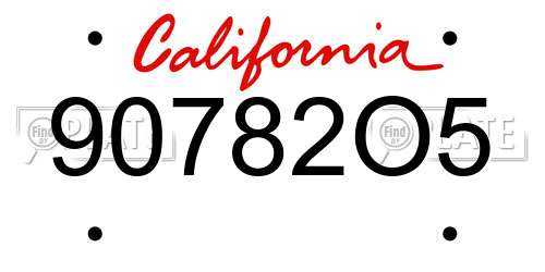 90782O5 California License Plate