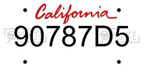 90787D5 California License Plate
