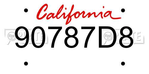 90787D8 California License Plate