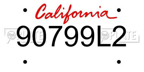 90799L2 California License Plate