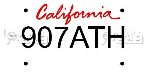 907ATH California License Plate