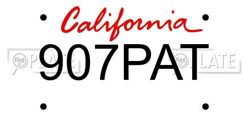 907PAT California License Plate