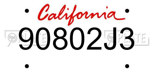 90802J3 California License Plate