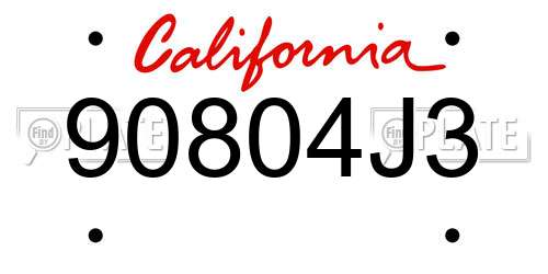 90804J3 California License Plate