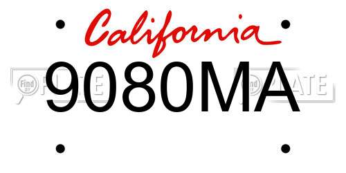 9080MA California License Plate
