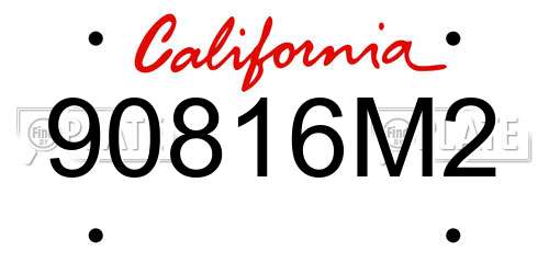 90816M2 California License Plate