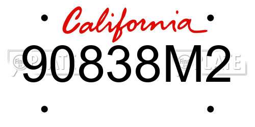 90838M2 California License Plate